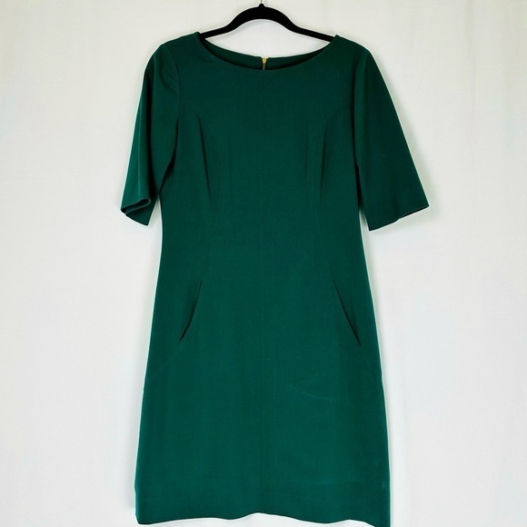 Tahari Arthur S. Levine Emerald Green Pocket Sheath Dress Size 8 - Picture 2 of 9